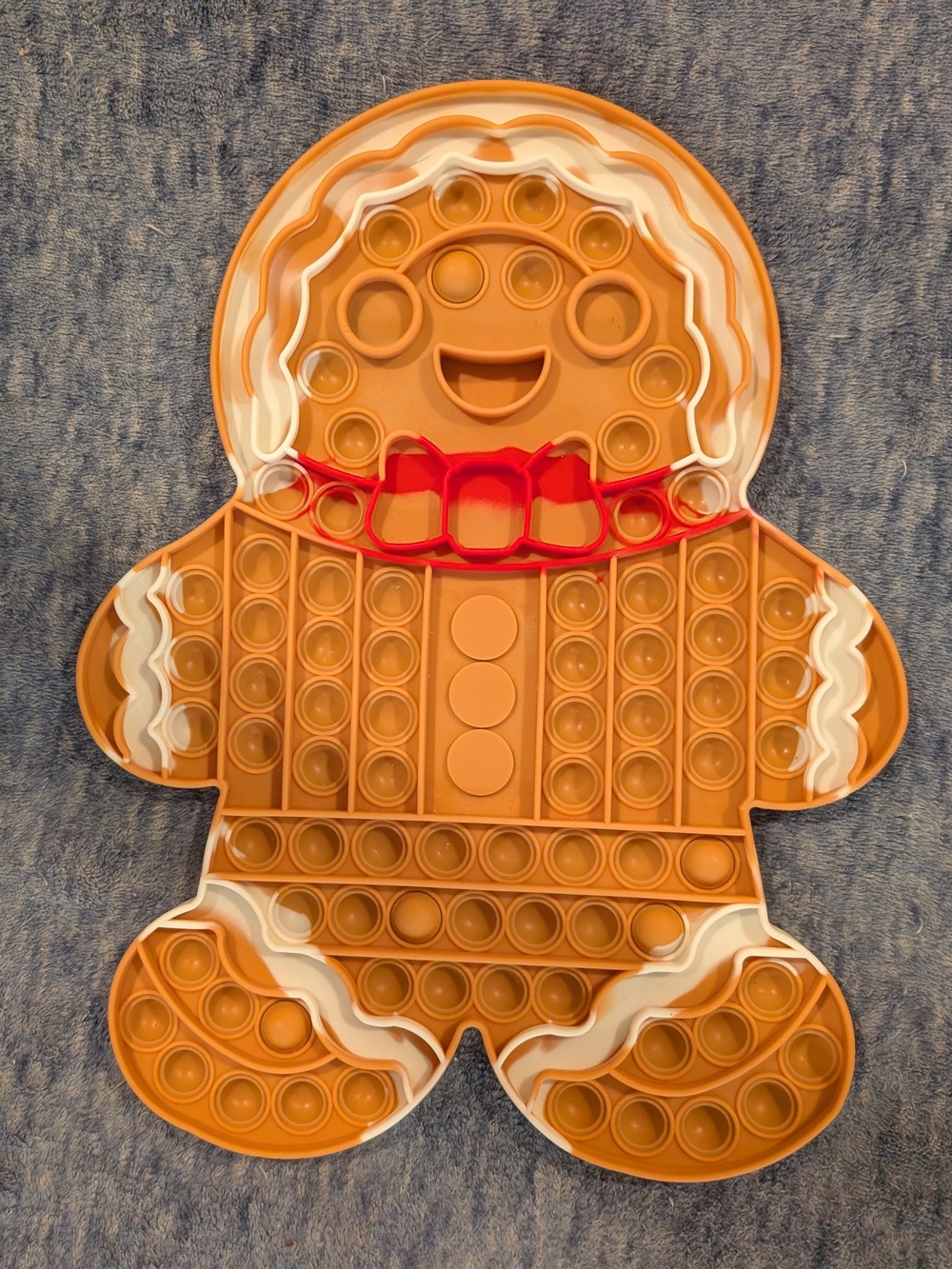 Gingerbread Man Pop-It Fidget Toy - Brown with White & Red Accents - Picture 4 of 4
